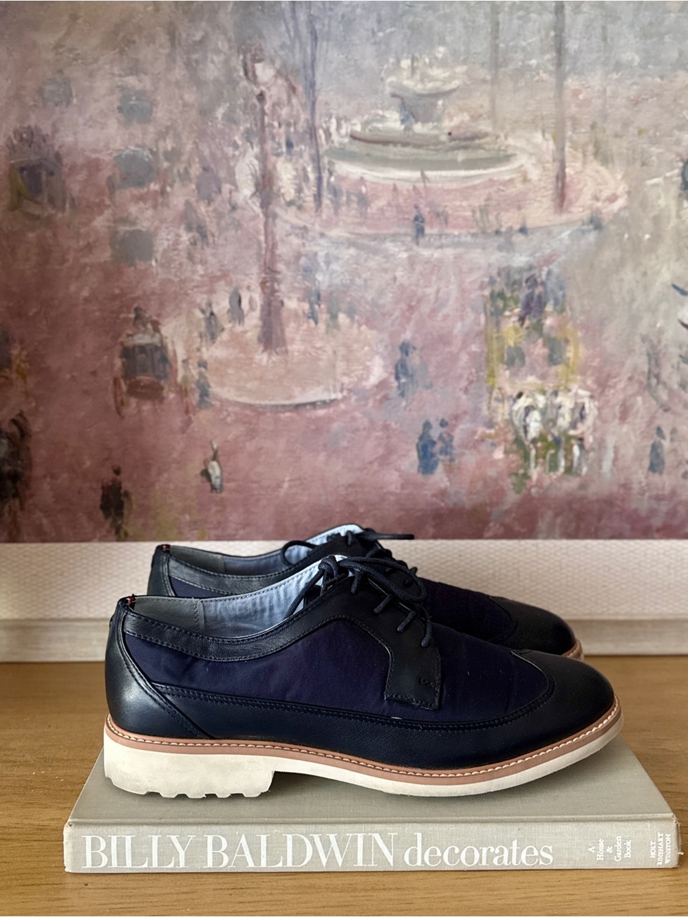 Tommy Hilfiger Navy Leather Casual Derby Shoes - Size 9.5